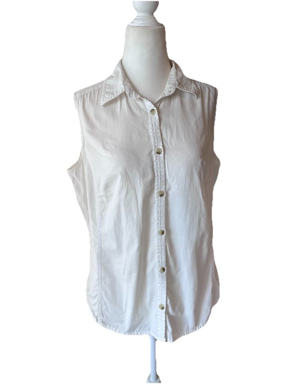 Columbia Size L Sleeveless Button Up Shirt Top Tank White Outdoor Gorpcore